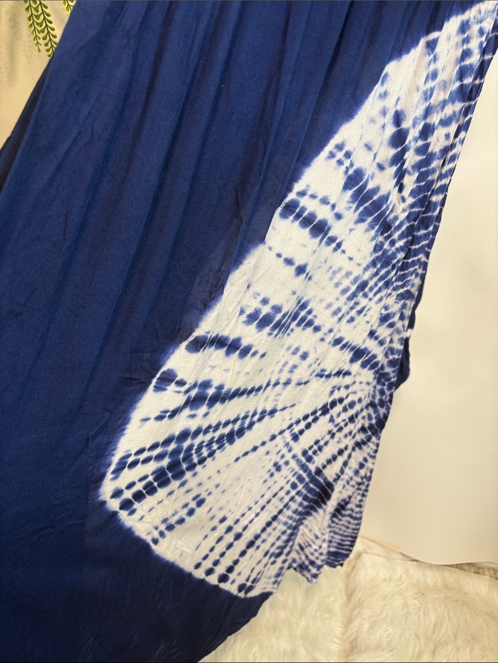 Japna Navy and White Tie-Dye Wrap Maxi Dress with Side Tie - Picture 10 of 15